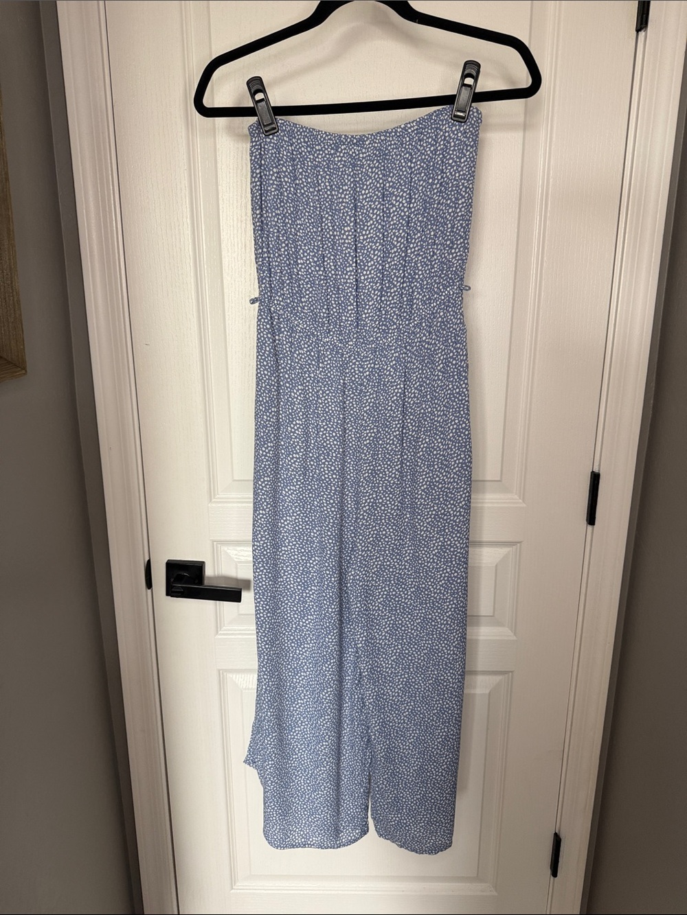Good Luck Gem Light Blue Strapless Floral Wide-Leg Jumpsuit